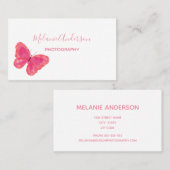 Minimalistisch Visitekaartje roze vlinder (Voorkant / Achterkant)