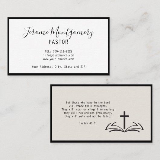 Minimalistisch Visitekaartje van de dominee (Voorkant / Achterkant)