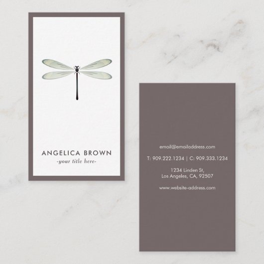 Minimalistisch Visitekaartje van Dragonfly (Voorkant / Achterkant)