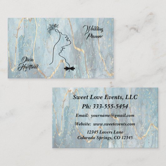 Minimalistisch Visitekaartje van Glitter Wedding P (Voorkant / Achterkant)