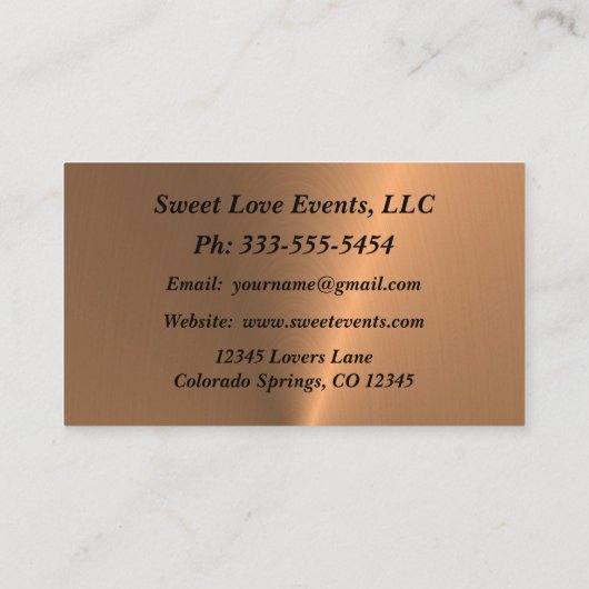 Minimalistisch Visitekaartje van koper-weddenschap (Achterkant)