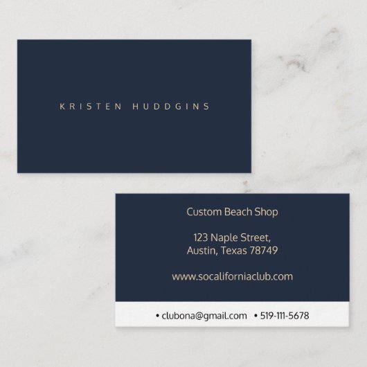 Minimalistisch Visitekaartje van Navy Blue (Voorkant / Achterkant)