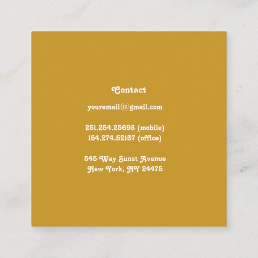 Minimalistisch Visitekaartje van Retro Mustard Gee (Achterkant)