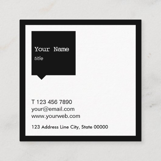 Minimalistisch Visitekaartje voor Black SpeechBubb (Achterkant)