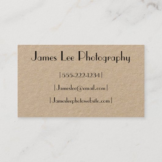 Minimalistisch Visitekaartje voor fotografie (Achterkant)