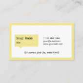 Minimalistisch Visitekaartje voor Gele Speech Bubb (Achterkant)