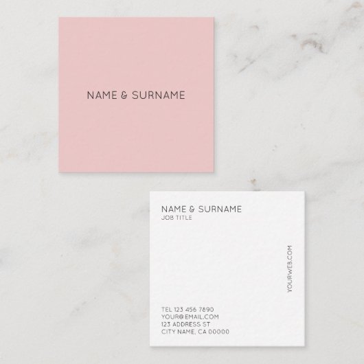 Minimalistisch Visitekaartje voor modern roze vier (Voorkant / Achterkant)