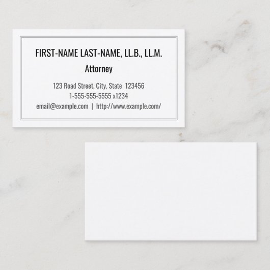 Minimalistisch Visitekaartje voor openbare aanklag (Voorkant / Achterkant)
