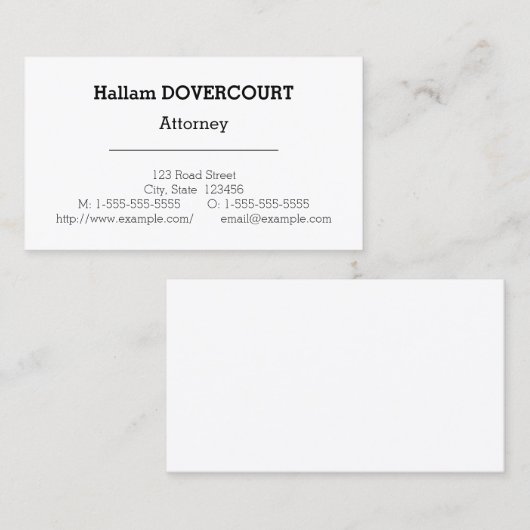 Minimalistisch Visitekaartje voor openbare aanklag (Voorkant / Achterkant)