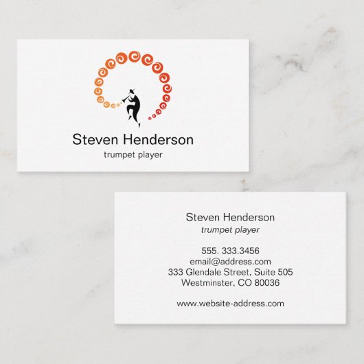 Minimalistisch Visitekaartje voor Trumpet Player-m (Voorkant / Achterkant)