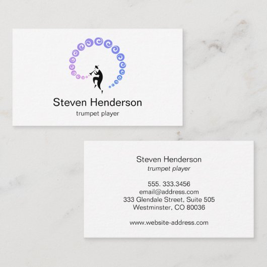 Minimalistisch Visitekaartje voor Trumpet Player-m (Voorkant / Achterkant)