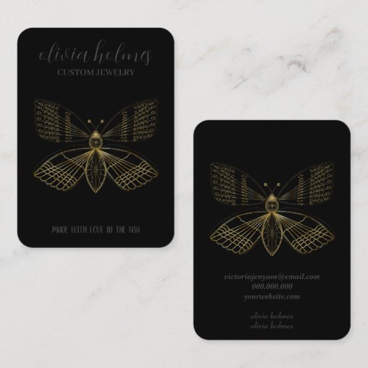 Minimalistisch visitekaartje voor witte sieraden (Voorkant / Achterkant)
