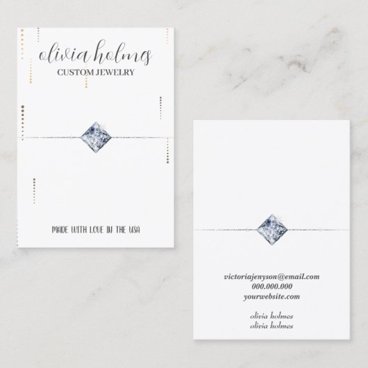 Minimalistisch visitekaartje voor witte sieraden (Voorkant / Achterkant)