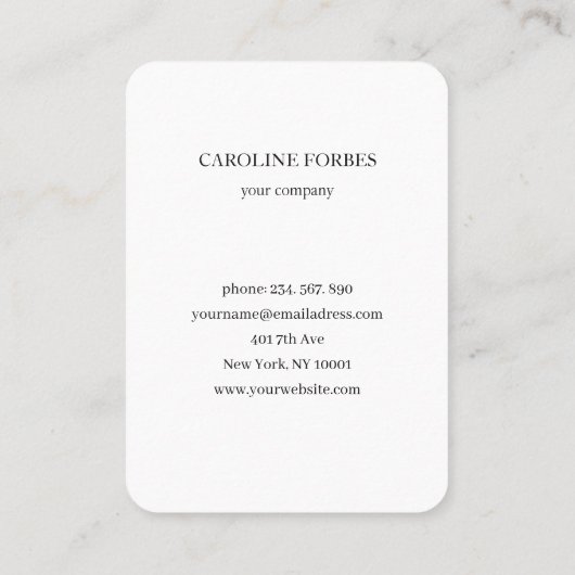 Minimalistisch Visitekaartje voor zonnescherm (Achterkant)