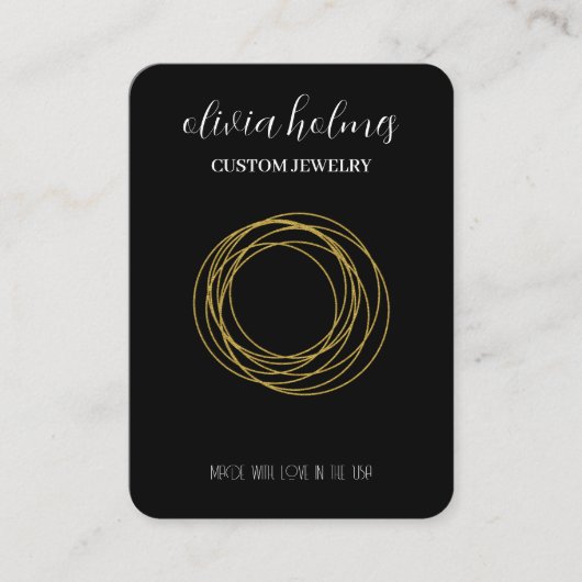 Minimalistisch visitekaartje voor zwarte sieraden (Voorkant)