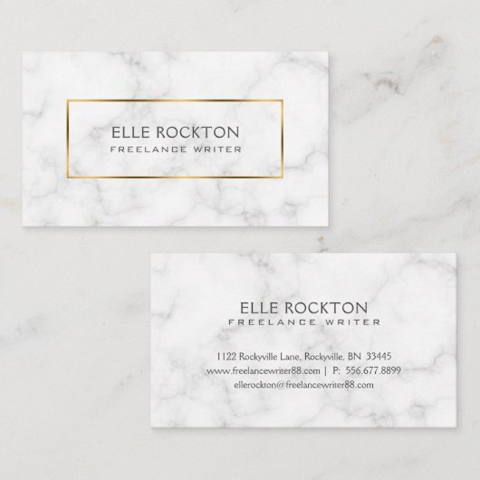 Minimalistisch Visitekaartje wit marmer Gold Lijst (Voorkant / Achterkant)