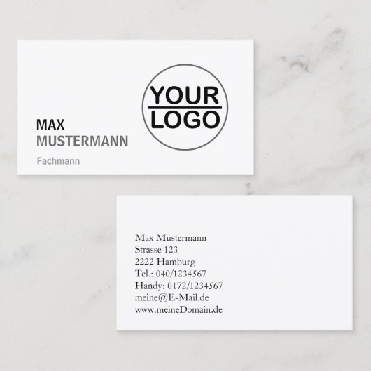 Minimalistisch Visitenkarten mit Logo Visitekaartje (Voorkant / Achterkant)