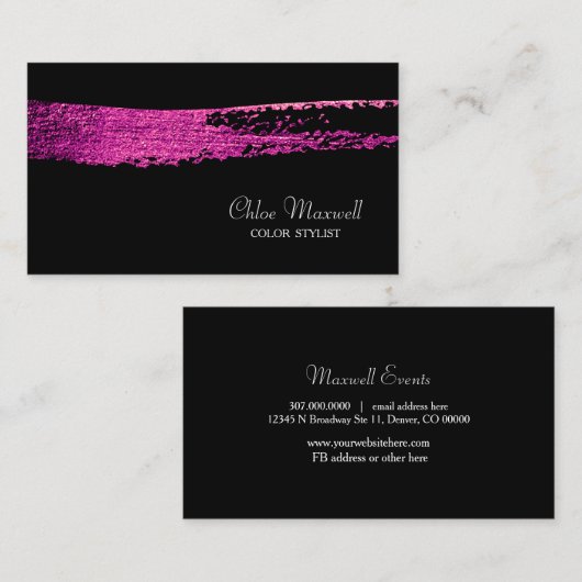 Minimalistisch vivid Pink Paint Stroke Visitekaartje (Voorkant / Achterkant)