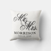 Minimalistisch Vlaams Elegant Script Mr en Mrs Kussen (Achterkant)