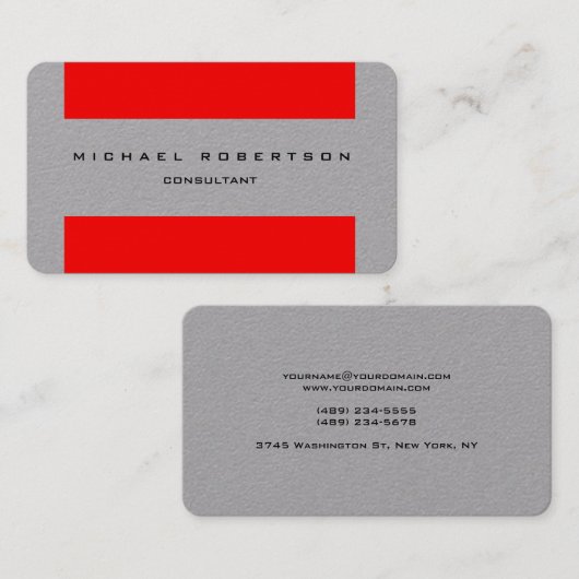 Minimalistisch vlak uniek grijs rood visitekaartje (Voorkant / Achterkant)