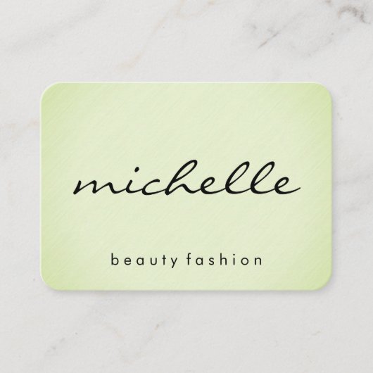 Minimalistisch vlakgroen met cursieve tekst visitekaartje (Voorkant)