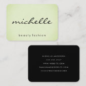 Minimalistisch vlakgroen met cursieve tekst visitekaartje (Voorkant / Achterkant)