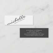 Minimalistisch vlakwit met cursieve tekst mini visitekaartje (Voorkant / Achterkant)