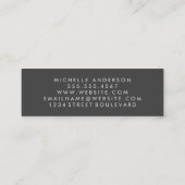 Minimalistisch vlakwit met cursieve tekst mini visitekaartje (Achterkant)