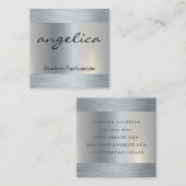 Minimalistisch vlakwit met cursieve tekst vierkante visitekaartje (Voorkant / Achterkant)