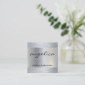 Minimalistisch vlakwit met cursieve tekst vierkante visitekaartje (Staand voorkant)