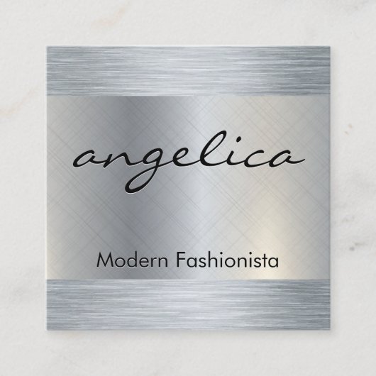 Minimalistisch vlakwit met cursieve tekst vierkante visitekaartje (Voorkant)