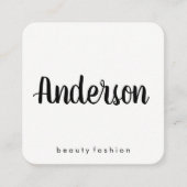 Minimalistisch vlakwit met cursieve tekst vierkante visitekaartje (Voorkant)