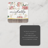 Minimalistisch vlakwit met cursieve tekst vierkante visitekaartje (Voorkant / Achterkant)