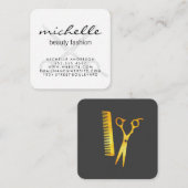 Minimalistisch vlakwit met cursieve tekst vierkante visitekaartje (Voorkant / Achterkant)