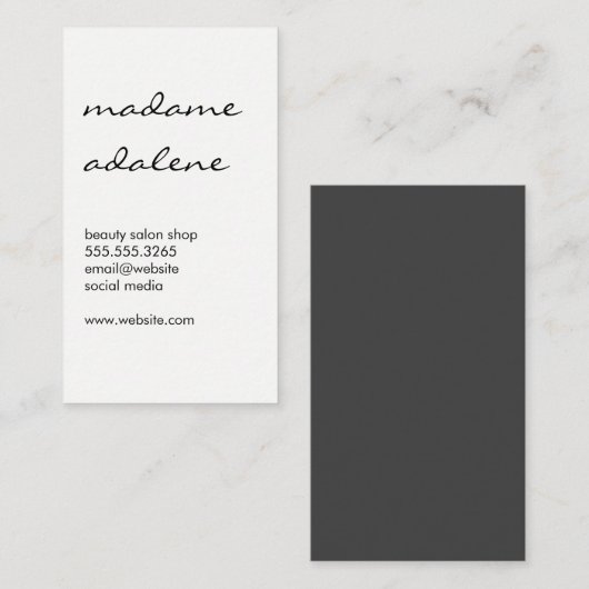 Minimalistisch vlakwit met cursieve tekst visitekaartje (Voorkant / Achterkant)