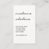 Minimalistisch vlakwit met cursieve tekst visitekaartje (Voorkant)