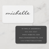 Minimalistisch vlakwit met cursieve tekst visitekaartje (Voorkant / Achterkant)
