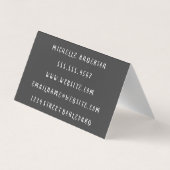 Minimalistisch vlakwit met cursieve tekst visitekaartje (Achterkant)