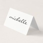 Minimalistisch vlakwit met cursieve tekst visitekaartje (Voorkant)