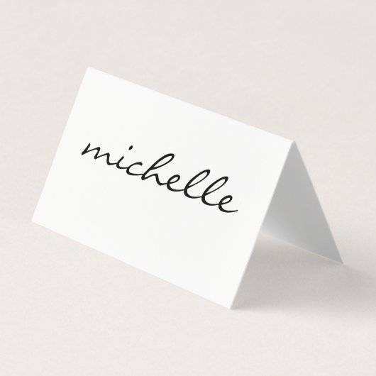 Minimalistisch vlakwit met cursieve tekst visitekaartje (Voorkant)