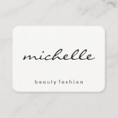 Minimalistisch vlakwit met cursieve tekst visitekaartje (Voorkant)