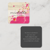 Minimalistisch vlakwit met expressieve kunst vierkante visitekaartje (Voorkant / Achterkant)