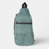 Minimalistisch vliegtuig Dusty Blue Monogram Reize Sling Bag (Voorkant)