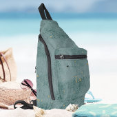 Minimalistisch vliegtuig Dusty Blue Monogram Reize Sling Bag