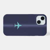 Minimalistisch vliegtuig iPhone 15 case (Achterkant horizontaal)