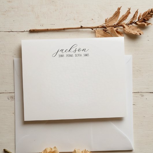 Minimalistisch vloeiend script Family Note-Kaart Notitiekaartje