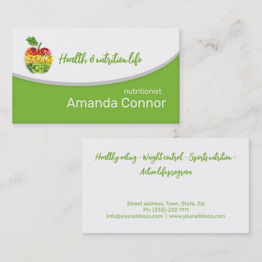 Minimalistisch Voedingsdeskundige/Voedingscoach Ka Visitekaartje (Voorkant / Achterkant)