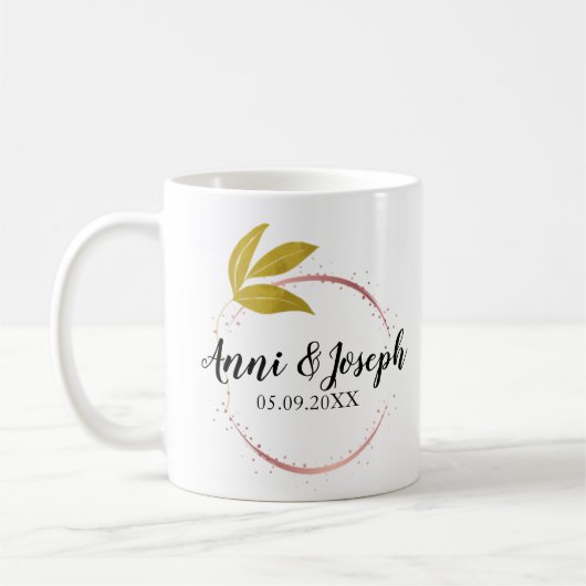 Minimalistisch Voeg een paar namen toe Datum Roos  Koffiemok (Links)