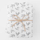 Minimalistisch vogelpatroon inpakpapier vel (In situ)