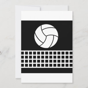Minimalistisch Volleybal en Net Zwart en Wit Kaart